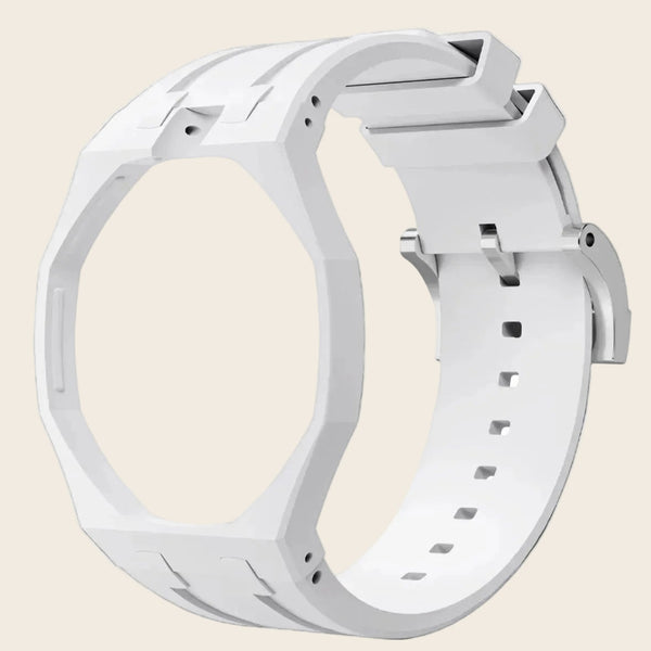 White silicone bracelet for the Royal Pop 40mm watch — waterproof UV-stable sport strap — Royal Pop Style