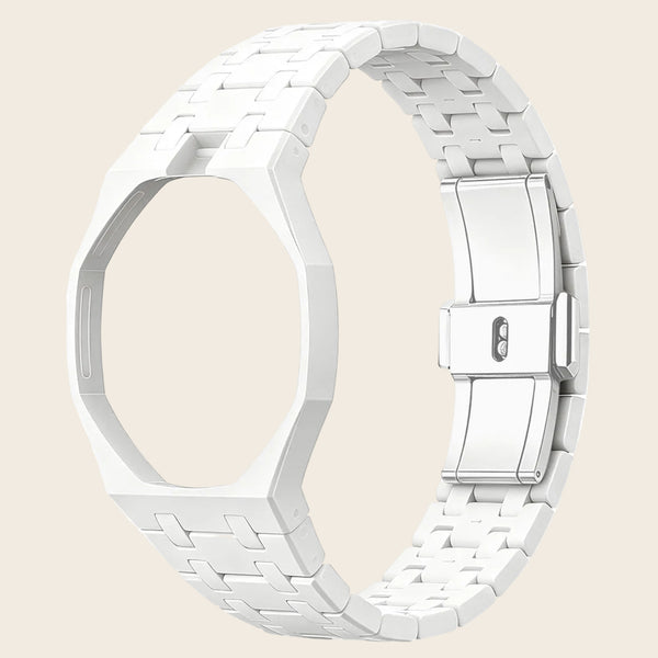 White bioceramic bracelet for the Royal Pop 40mm watch — hypoallergenic high-gloss premium strap — Royal Pop Style