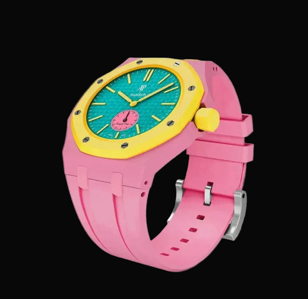Silicone/Bioceramic bracelet Pink for the Swatch × AP Royal Pop 40mm