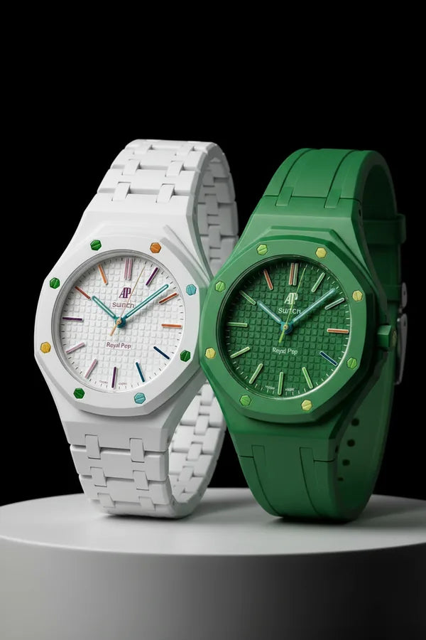 Bioceramic and silicone FKM bracelets for Swatch × AP Royal Pop 40mm