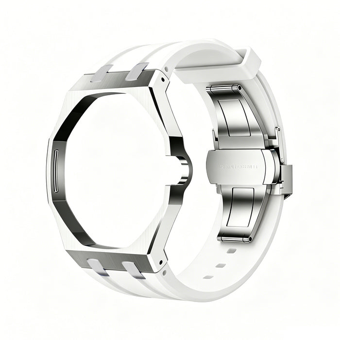 Silver stainless steel case with silicone strap for the Royal Pop 40mm — Royal Pop Style