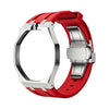 Silver Royal Pop 40mm case mod with stainless steel folding clasp and silicone strap