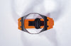 Octagonal black steel watch case and premium silicone strap for the Royal Pop 40mm