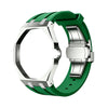 Silver Royal Pop 40mm case mod with stainless steel folding clasp and silicone strap