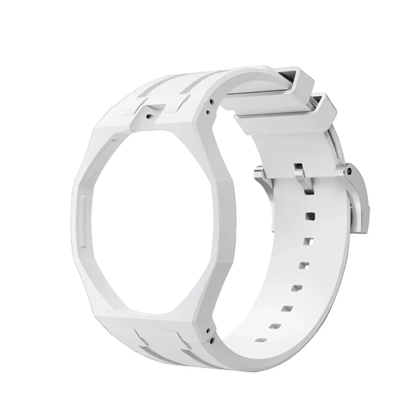 White silicone bracelet for the Royal Pop 40mm watch — waterproof UV-stable sport strap — Royal Pop Style
