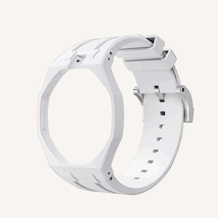 White silicone bracelet for the Royal Pop 40mm watch — waterproof UV-stable sport strap — Royal Pop Style