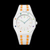 Two-tone white & orange bioceramic bracelet for the Royal Pop 40mm watch — high-gloss finish detail — Royal Pop Style