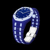 Two-tone dark blue & light blue bioceramic bracelet for the Royal Pop 40mm watch — side profile view — Royal Pop Style