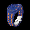Two-tone dark blue & orange bioceramic bracelet for the Royal Pop 40mm watch — full band laid flat — Royal Pop Style