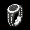 Two-tone black & white bioceramic bracelet for the Royal Pop 40mm watch — side profile view — Royal Pop Style