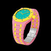 Two-tone pink & yellow bioceramic bracelet for the Royal Pop 40mm watch — full band laid flat — Royal Pop Style