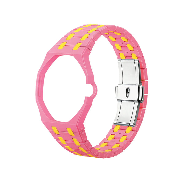 Two-tone pink & yellow bioceramic bracelet for the Royal Pop 40mm watch — premium high-gloss strap — Royal Pop Style