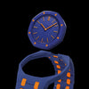 Two-tone dark blue & orange bioceramic bracelet for the Royal Pop 40mm watch — high-gloss finish detail — Royal Pop Style