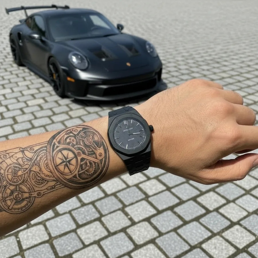 Black bioceramic bracelet on Swatch × AP Royal Pop 40mm — Royal Pop Style